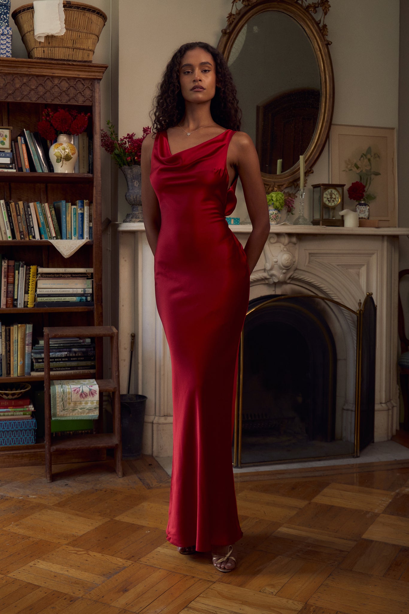 Plunging Back Cowl Dress in Scarlet XL (MADE-TO-ORDER)