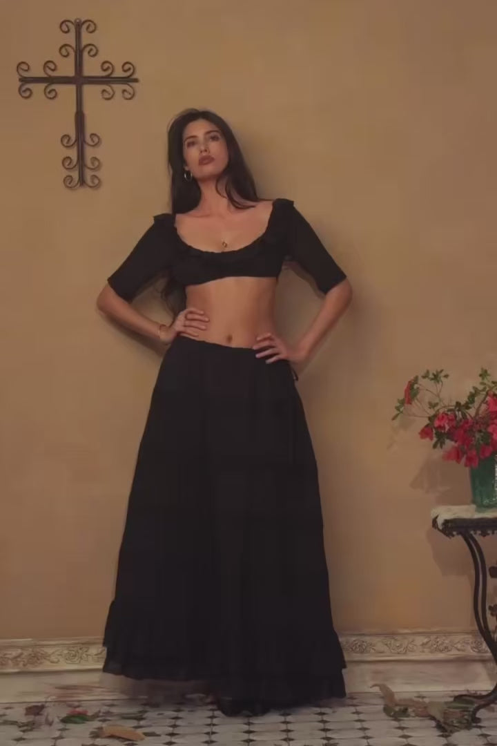 Mirage Bustle Skirt in Noir