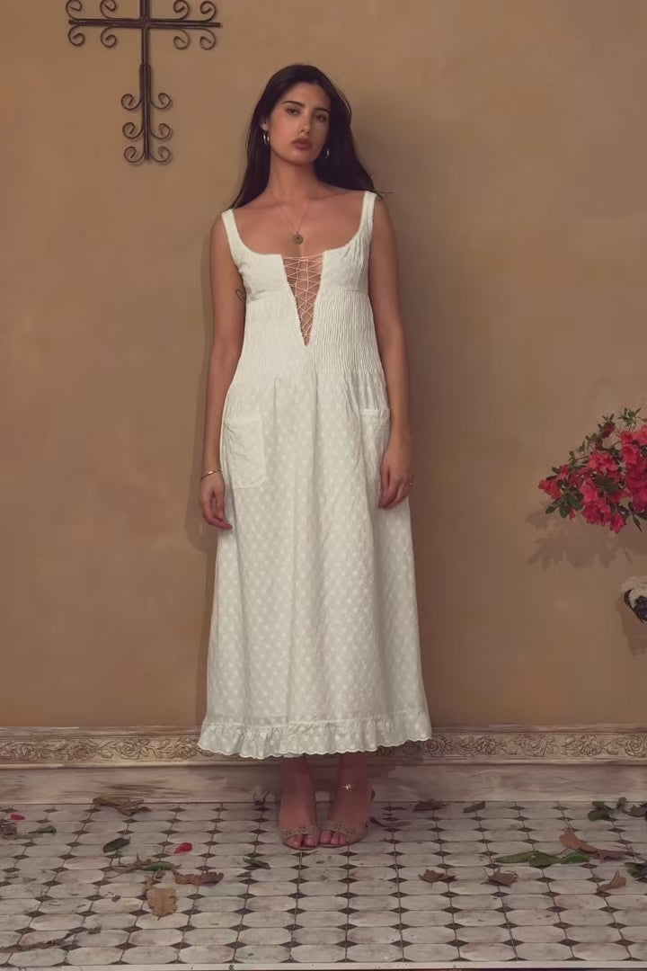 Pintuck Eyelet Dress