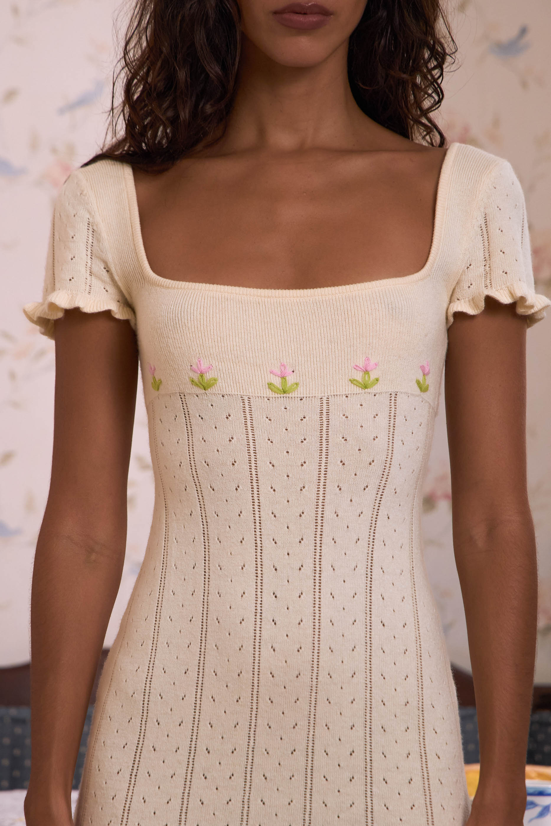 Tulip Knit Lady Dress in Butter M Tulip Knit Lady Dress in Butter M