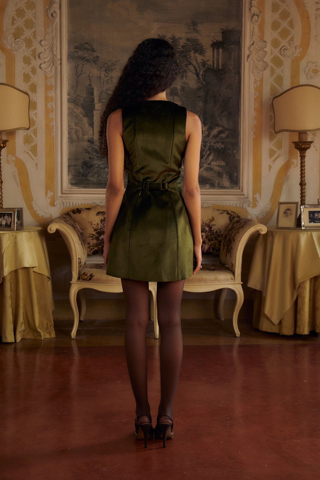 Verde Velveteen Dress Xs