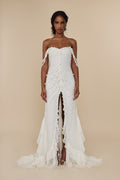 Cascading Ruffle Gown in Pearl