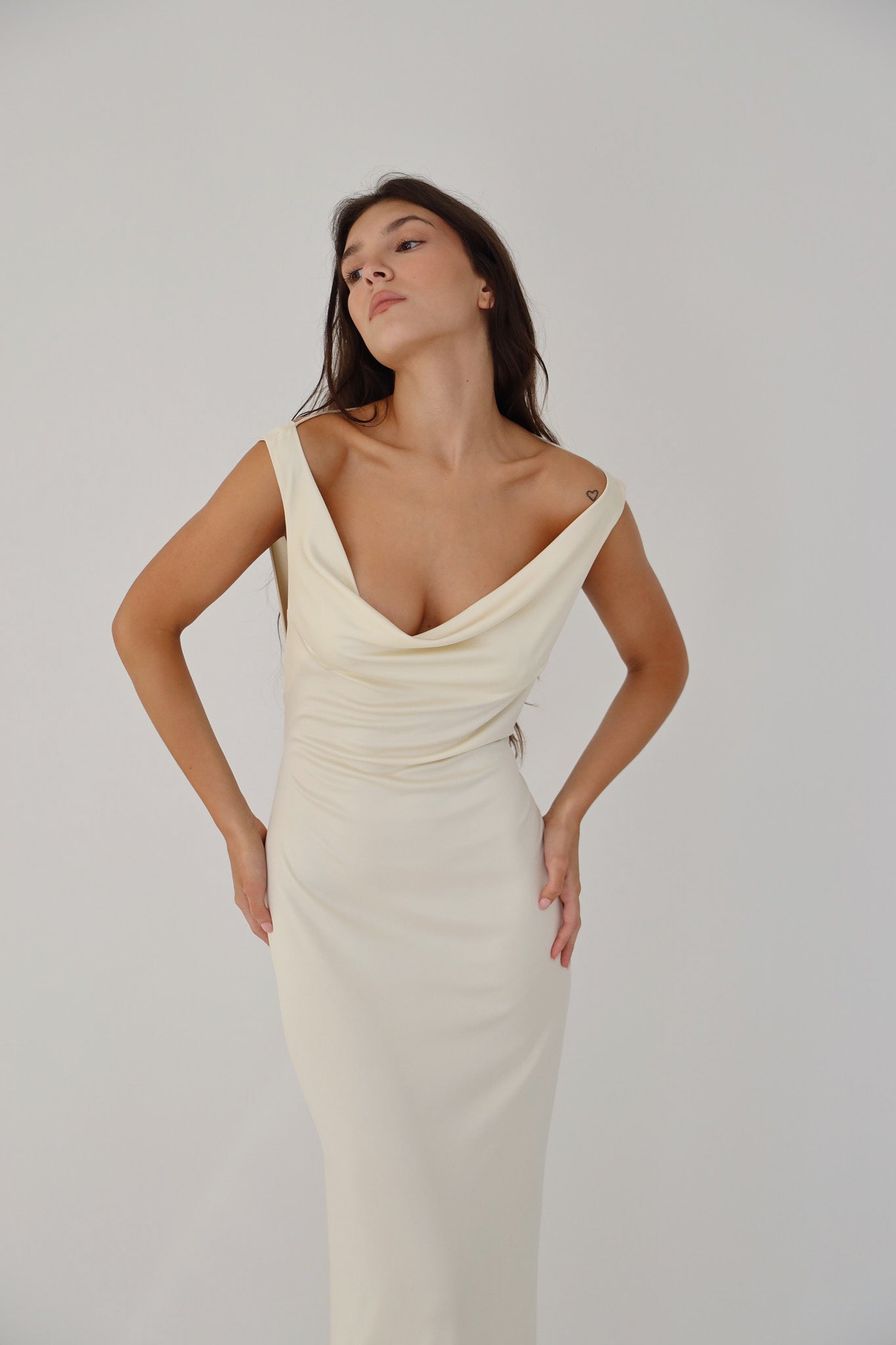 Low Cowl Dress in Crme XL (MADE-TO-ORDER) Low Cowl Dress in Crme XL (MADE-TO-ORDER)