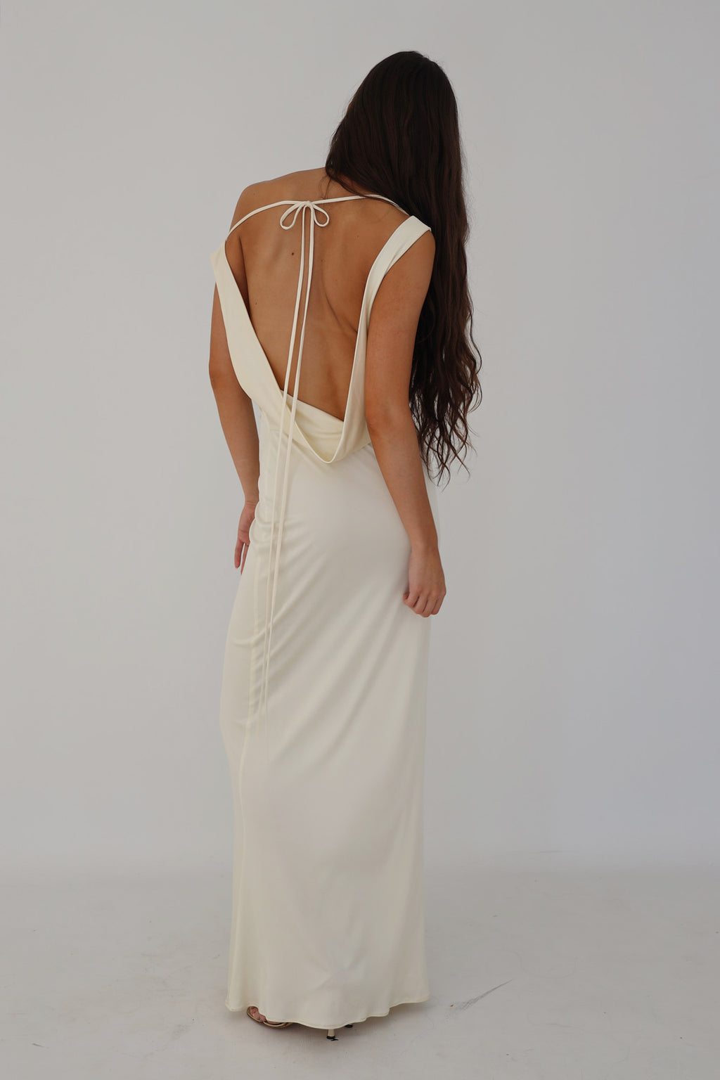 Low Cowl Dress in Crème