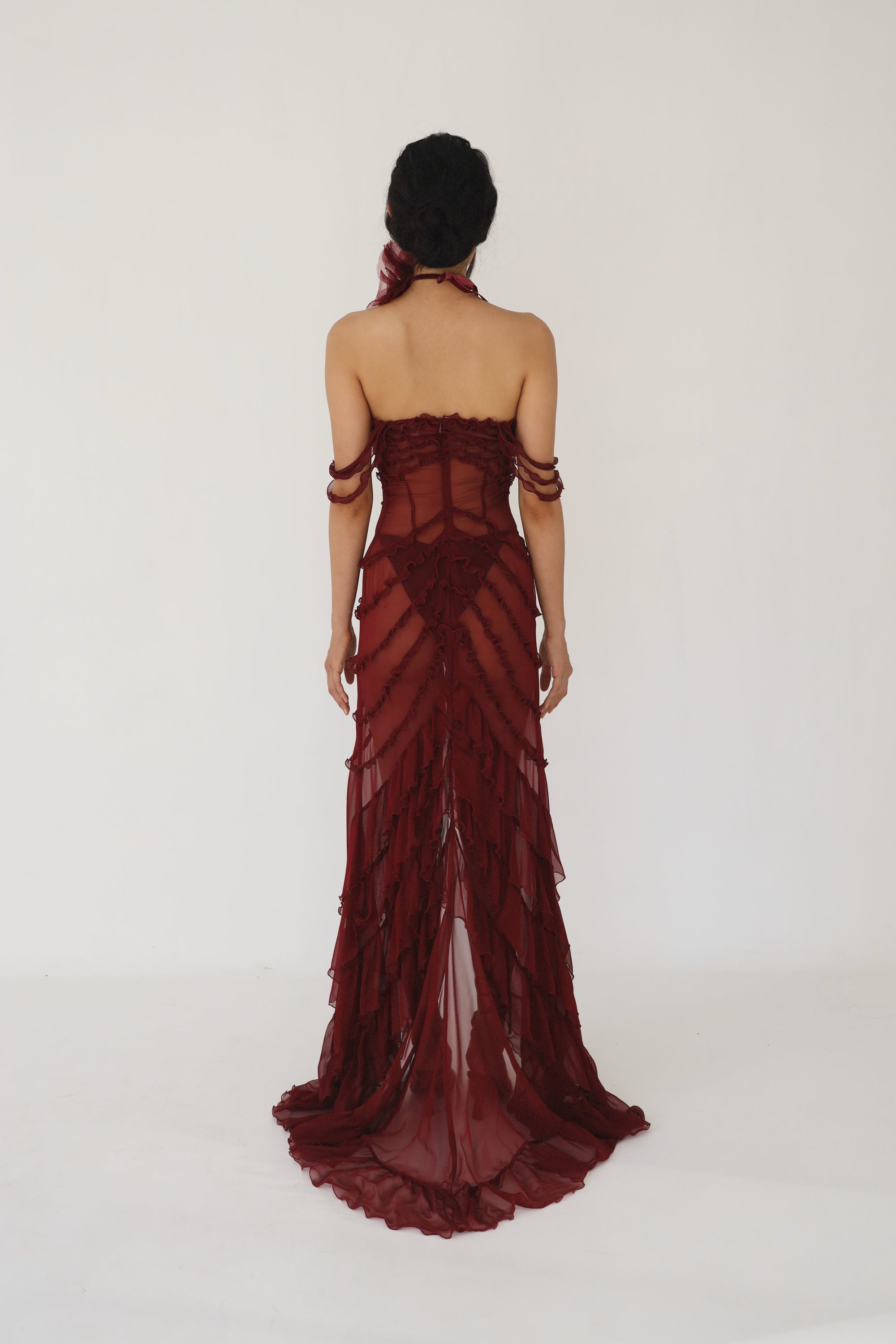 Cascading Ruffle Gown Sangre