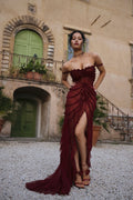 Cascading Ruffle Gown in Sangre